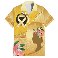 Polynesia Childhood Cancer Awareness Family Matching Short Sleeve Bodycon Dress and Hawaiian Shirt Be Bold Go Gold Polynesian Art LT14 Dad's Shirt - Short Sleeve Gold - Polynesian Pride