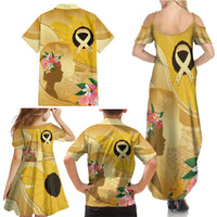 Polynesia Childhood Cancer Awareness Family Matching Summer Maxi Dress and Hawaiian Shirt Be Bold Go Gold Polynesian Art LT14 - Polynesian Pride