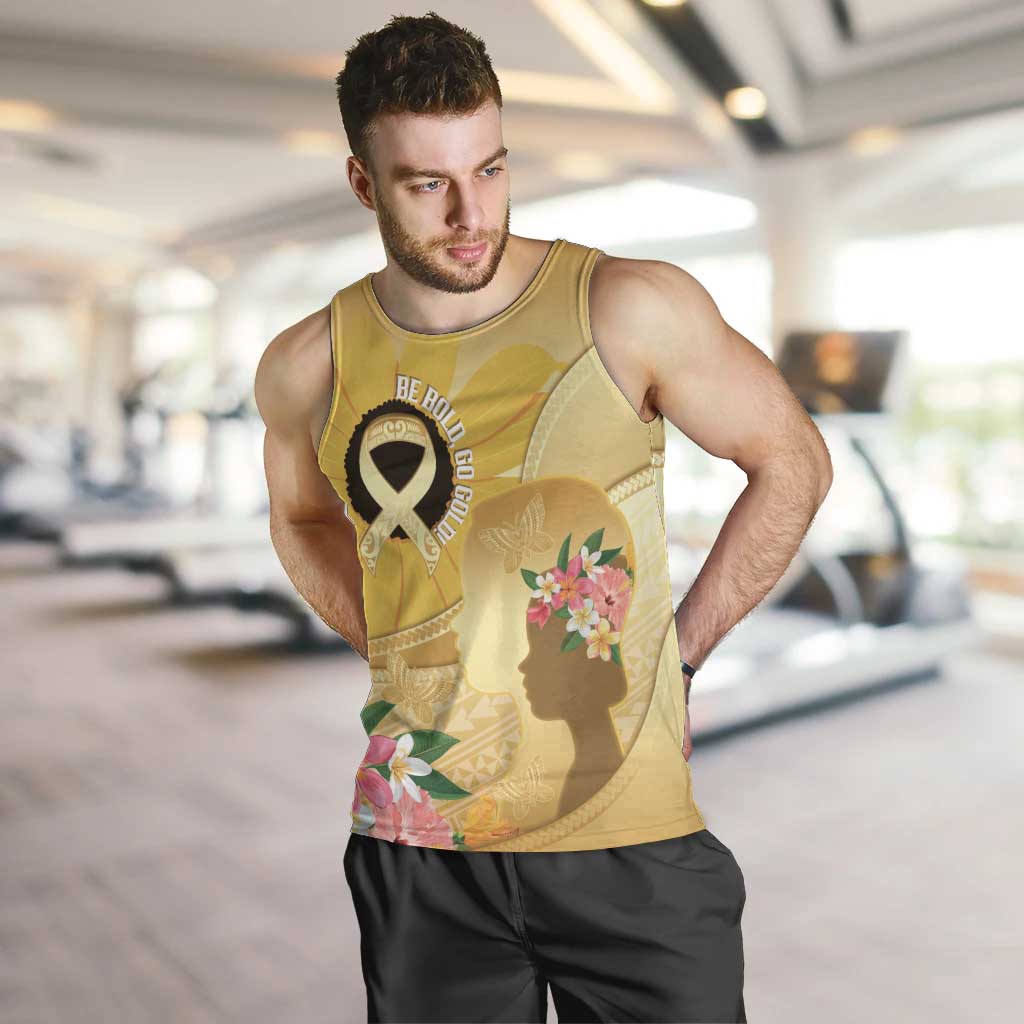 Polynesia Childhood Cancer Awareness Men Tank Top Be Bold Go Gold Polynesian Art LT14 Gold - Polynesian Pride
