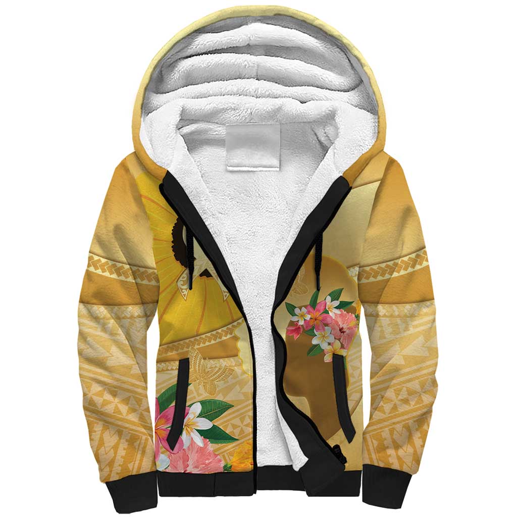 Polynesia Childhood Cancer Awareness Sherpa Hoodie Be Bold Go Gold Polynesian Art LT14 Unisex Gold - Polynesian Pride