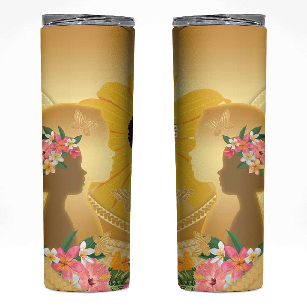 Polynesia Childhood Cancer Awareness Skinny Tumbler Be Bold Go Gold Polynesian Art LT14 Gold - Polynesian Pride