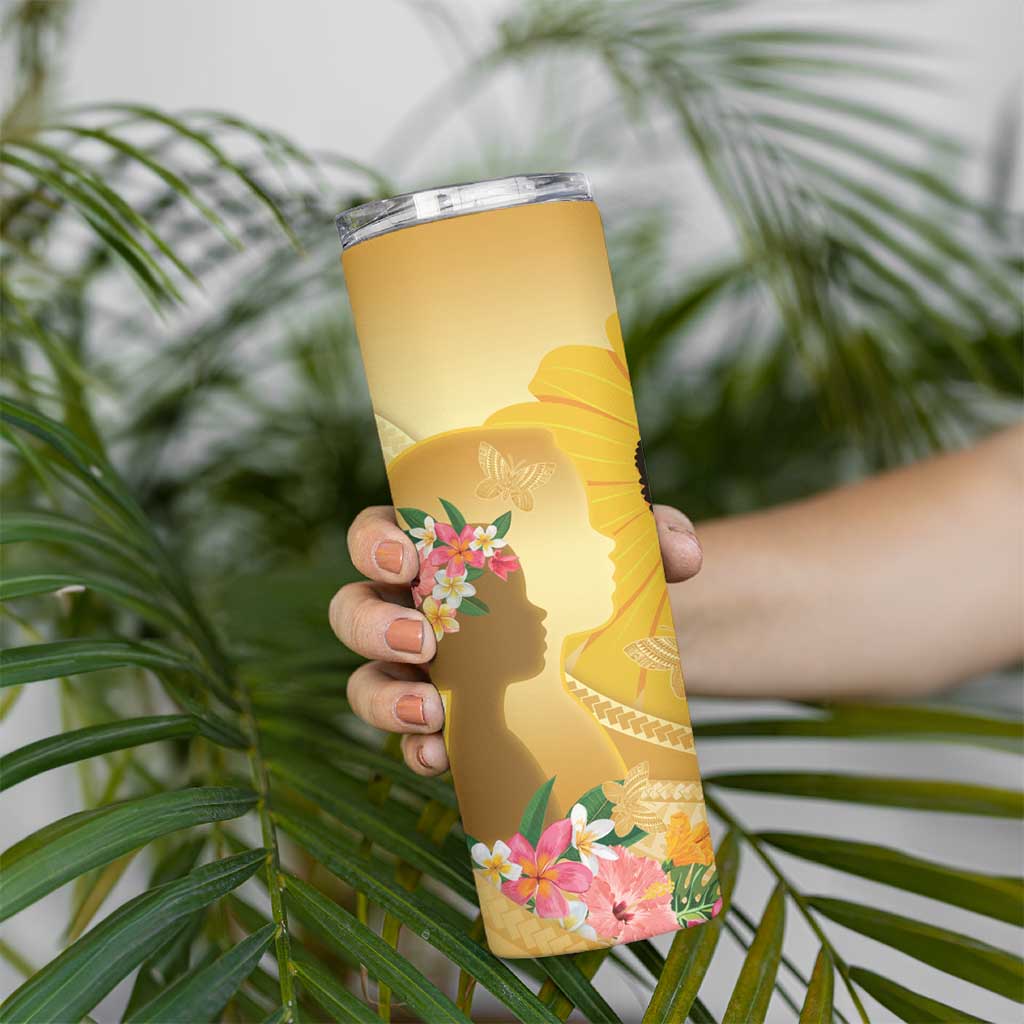 Polynesia Childhood Cancer Awareness Skinny Tumbler Be Bold Go Gold Polynesian Art LT14 - Polynesian Pride