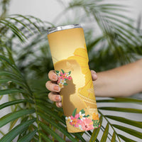 Polynesia Childhood Cancer Awareness Skinny Tumbler Be Bold Go Gold Polynesian Art LT14 - Polynesian Pride