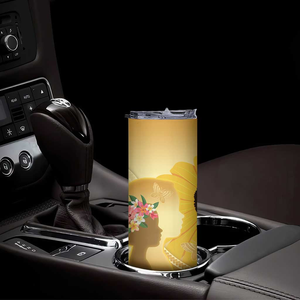 Polynesia Childhood Cancer Awareness Skinny Tumbler Be Bold Go Gold Polynesian Art LT14 - Polynesian Pride