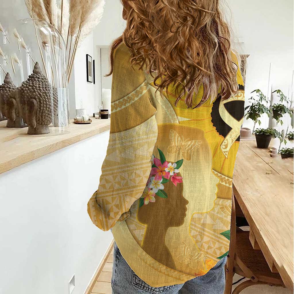 Polynesia Childhood Cancer Awareness Women Casual Shirt Be Bold Go Gold Polynesian Art LT14 - Polynesian Pride