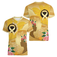 Polynesia Childhood Cancer Awareness Women V-Neck T-Shirt Be Bold Go Gold Polynesian Art LT14 - Polynesian Pride
