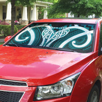 Aotearoa Atua Tangaroa Personalised Auto Sun Shade God Of The Sea Maori Whale Tail Cyan