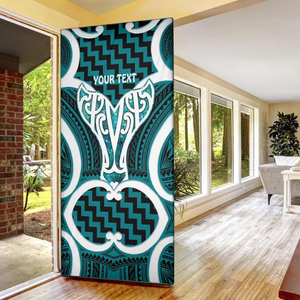 Aotearoa Atua Tangaroa Personalised Door Cover God Of The Sea Maori Whale Tail Cyan