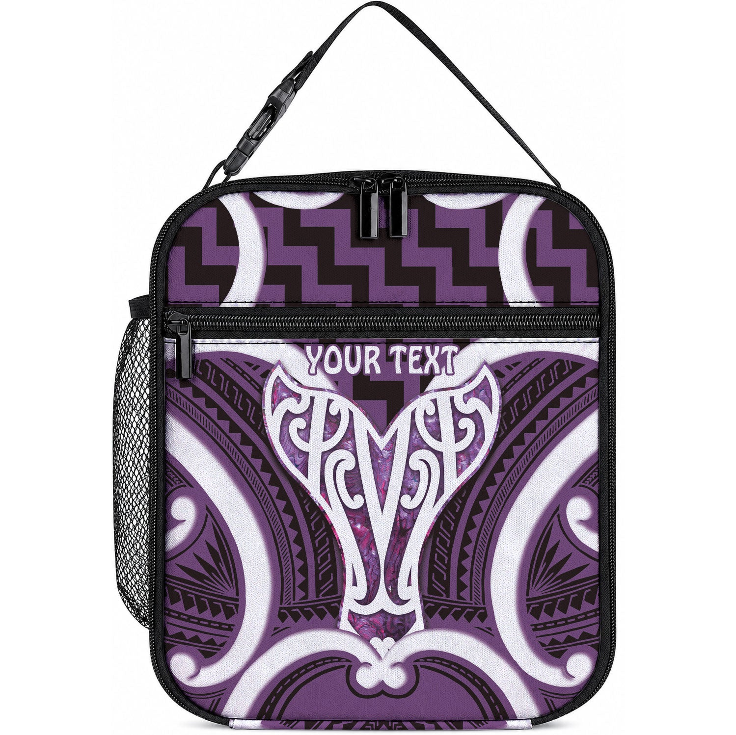 Aotearoa Atua Tangaroa Personalised Lunch Bag God Of The Sea Maori Whale Tail Purple LT14 10.2 × 8.3 × 4.3 inch Purple - Polynesian Pride