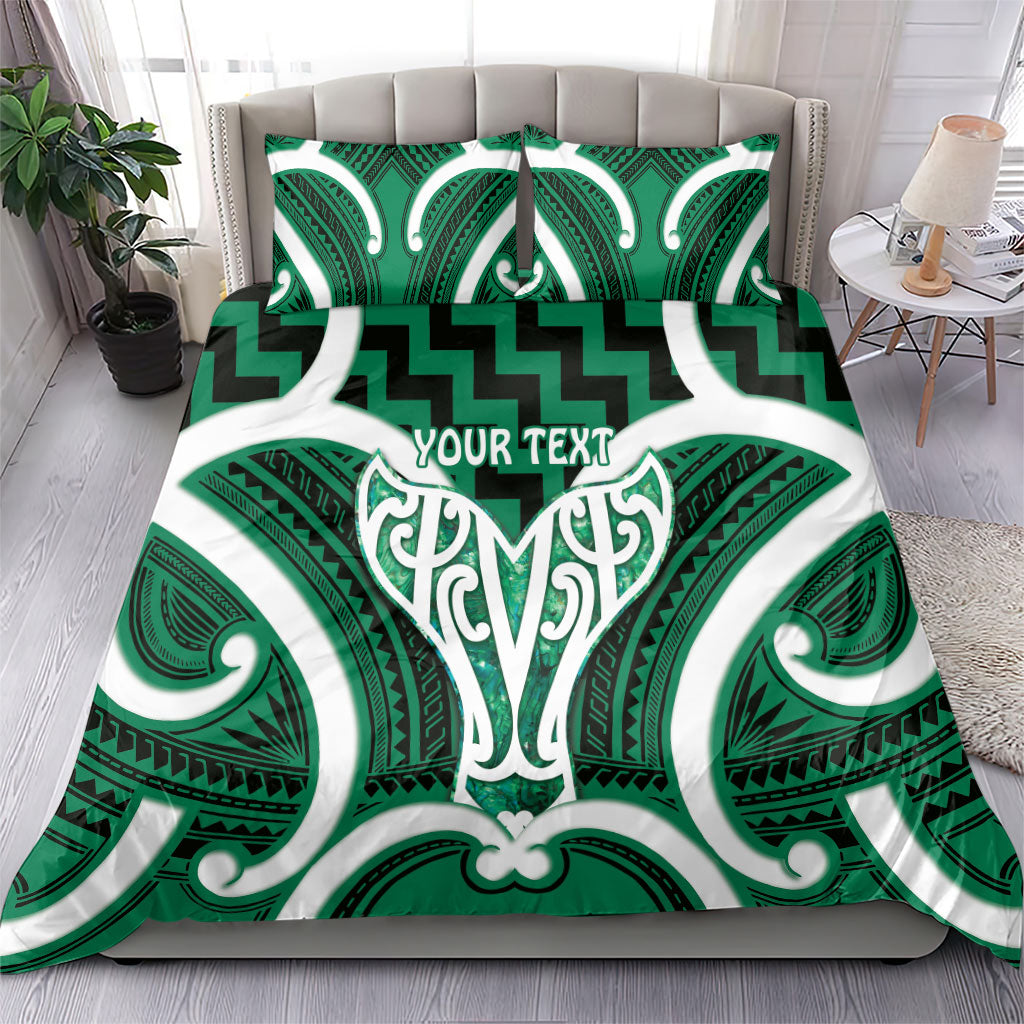 Aotearoa Atua Tangaroa Personalised Bedding Set God Of The Sea Maori Whale Tail Green