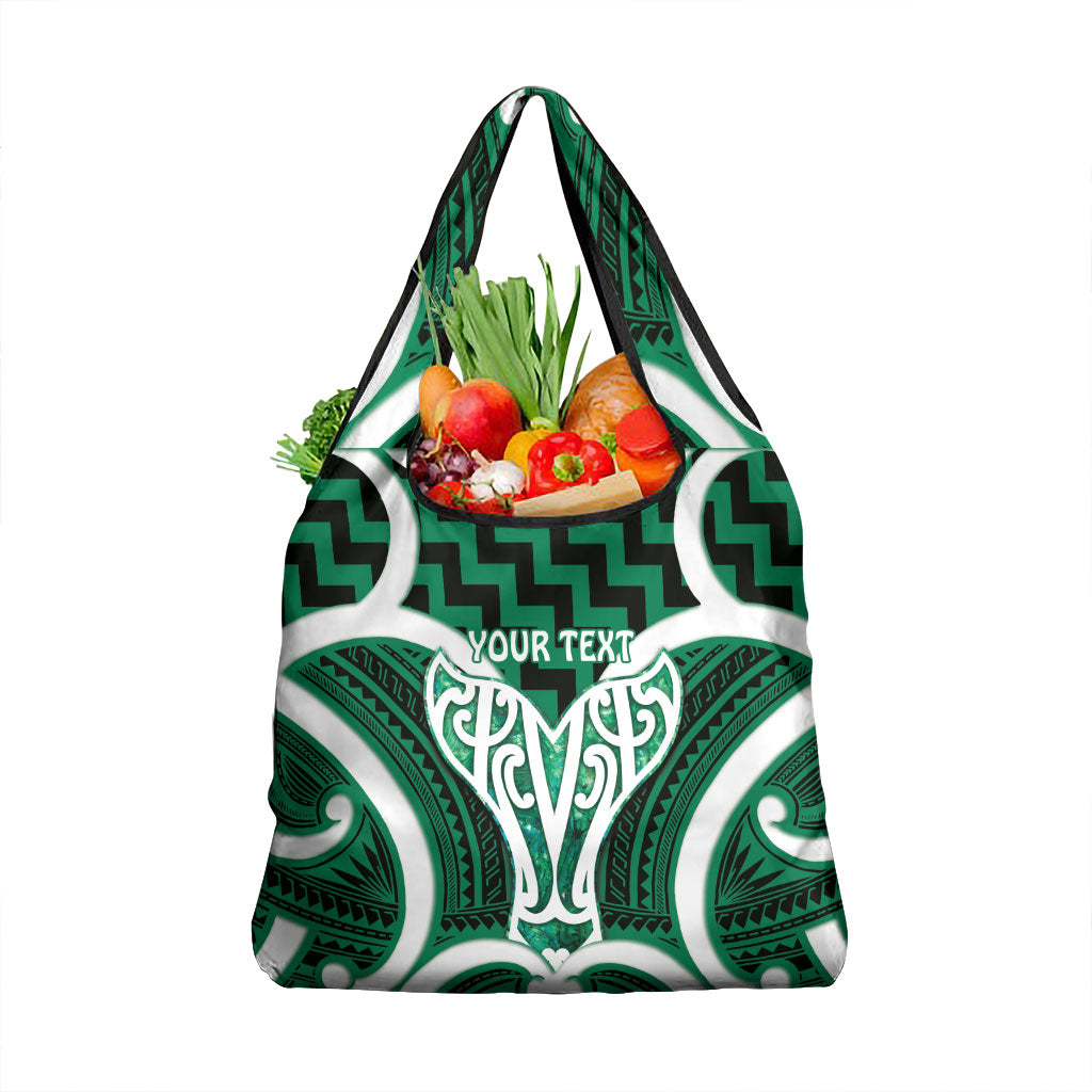 Aotearoa Atua Tangaroa Personalised Grocery Bag God Of The Sea Maori Whale Tail Green LT14 1-pack One Size Green - Polynesian Pride