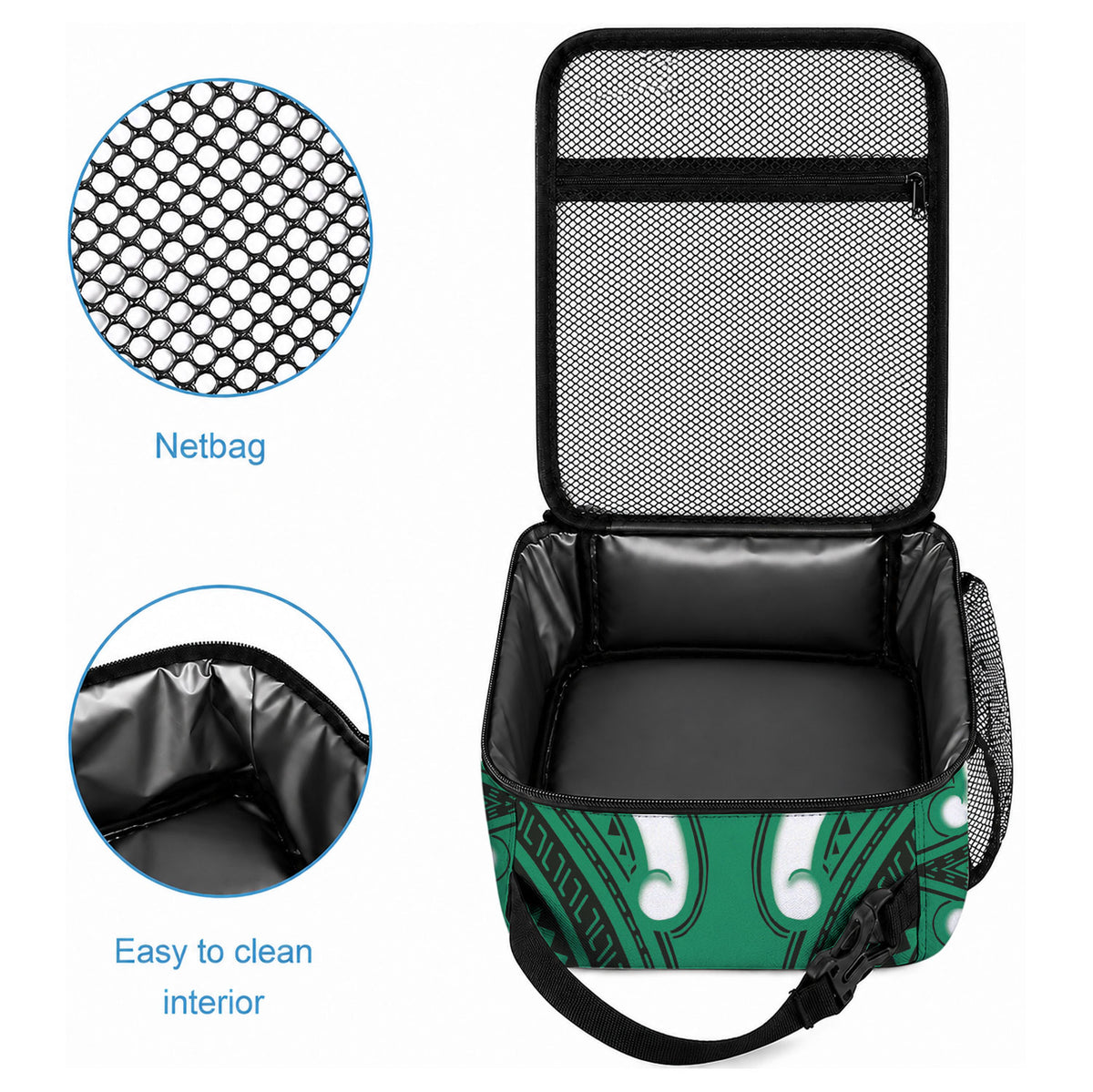 Aotearoa Atua Tangaroa Personalised Lunch Bag God Of The Sea Maori Whale Tail Green