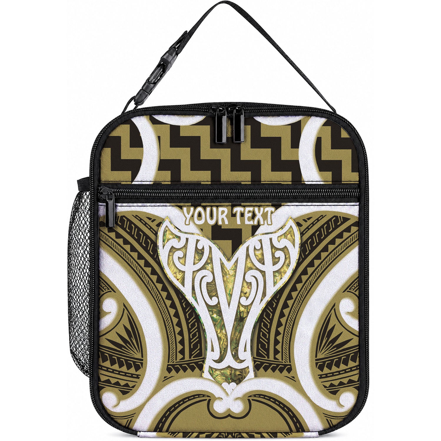 Aotearoa Atua Tangaroa Personalised Lunch Bag God Of The Sea Maori Whale Tail Yellow LT14 10.2 × 8.3 × 4.3 inch Yellow - Polynesian Pride