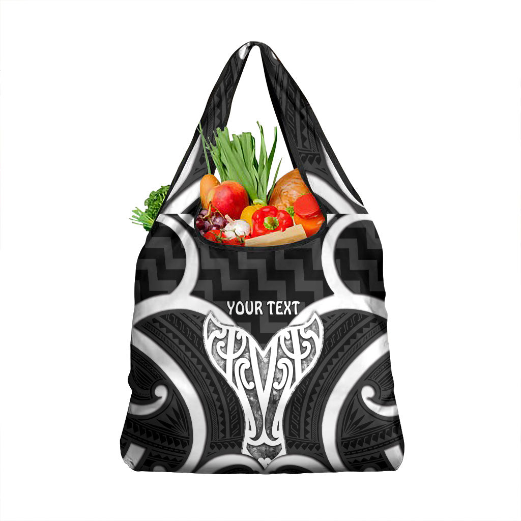 Aotearoa Atua Tangaroa Personalised Grocery Bag God Of The Sea Maori Whale Tail Black LT14 1-pack One Size Black - Polynesian Pride