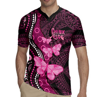 Think Pink Breast Cancer Awareness Rugby Jersey Butterfly Aboriginal Mix Polynesian Pattern LT14 - Polynesian Pride