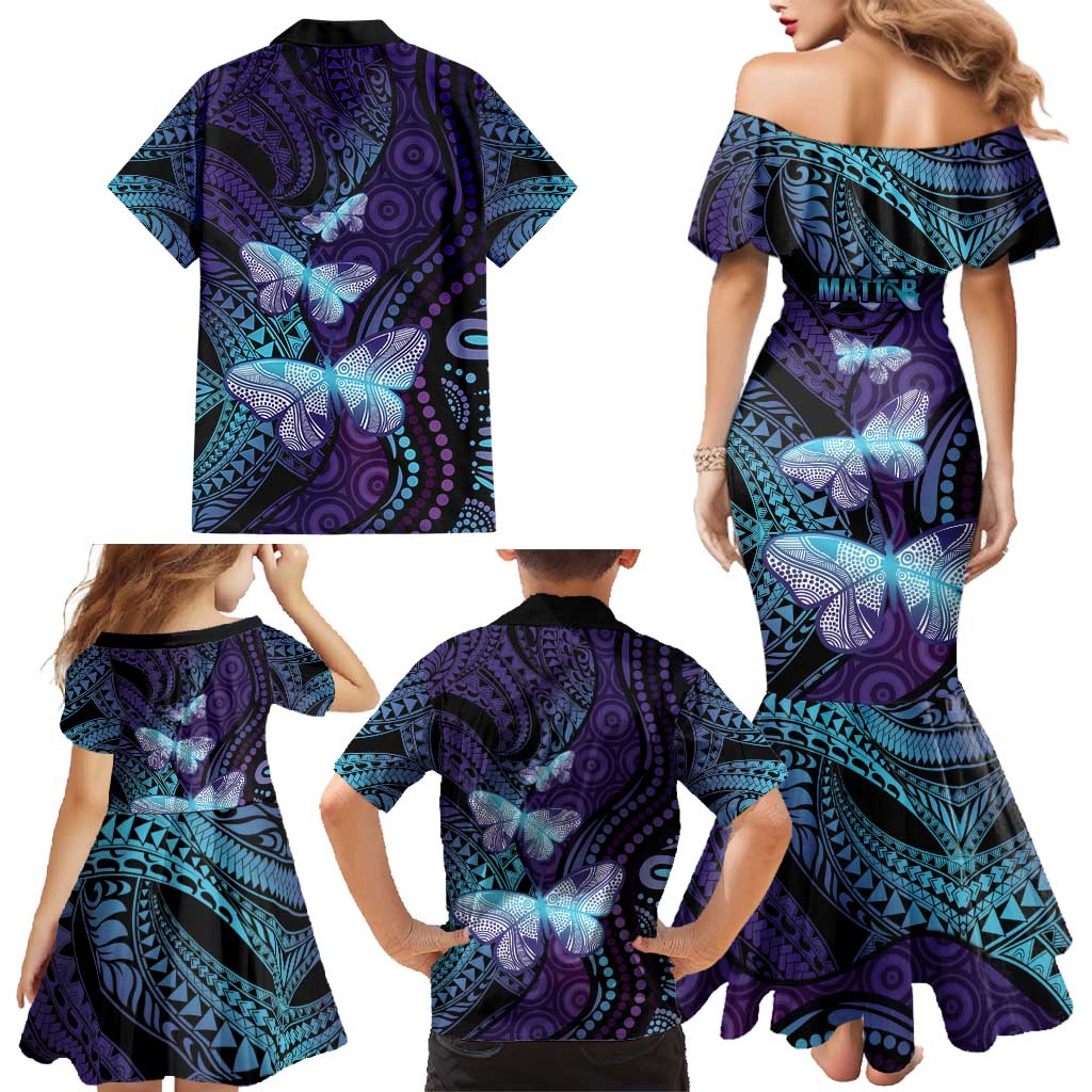 You Matter Suicide Prevention Awareness Family Matching Mermaid Dress and Hawaiian Shirt Butterfly Aboriginal Mix Polynesian Pattern LT14 - Polynesian Pride