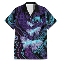 You Matter Suicide Prevention Awareness Family Matching Mermaid Dress and Hawaiian Shirt Butterfly Aboriginal Mix Polynesian Pattern LT14 Dad's Shirt - Short Sleeve Purple - Polynesian Pride