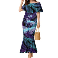 You Matter Suicide Prevention Awareness Family Matching Mermaid Dress and Hawaiian Shirt Butterfly Aboriginal Mix Polynesian Pattern LT14 Mom's Dress Purple - Polynesian Pride