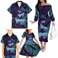 You Matter Suicide Prevention Awareness Family Matching Off The Shoulder Long Sleeve Dress and Hawaiian Shirt Butterfly Aboriginal Mix Polynesian Pattern LT14 - Polynesian Pride