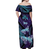 You Matter Suicide Prevention Awareness Family Matching Off Shoulder Maxi Dress and Hawaiian Shirt Butterfly Aboriginal Mix Polynesian Pattern LT14 - Polynesian Pride