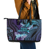 You Matter Suicide Prevention Awareness Leather Tote Bag Butterfly Aboriginal Mix Polynesian Pattern LT14 - Polynesian Pride