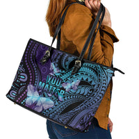 You Matter Suicide Prevention Awareness Leather Tote Bag Butterfly Aboriginal Mix Polynesian Pattern LT14 - Polynesian Pride