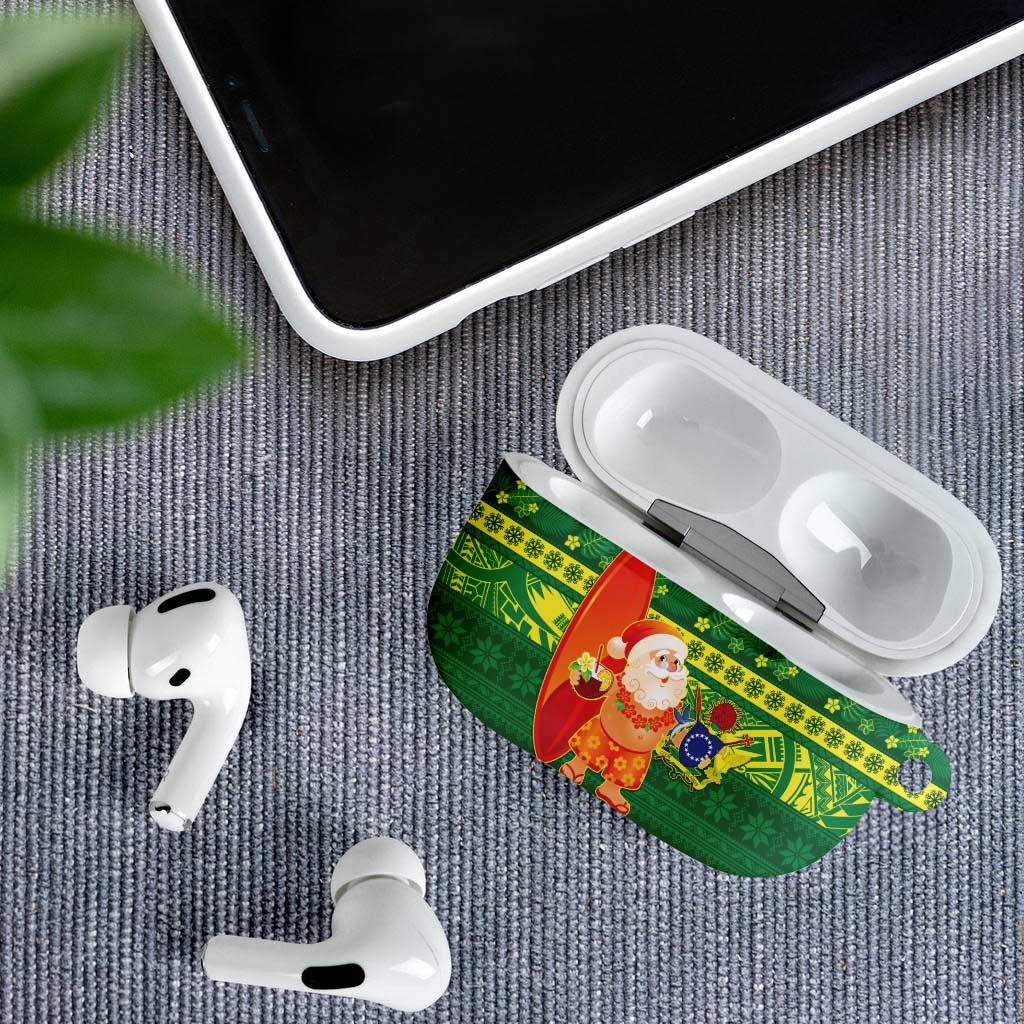 Cook Islands Christmas AirPods Case Surfing Santa Mere Kiritimiti - Polynesian Pride