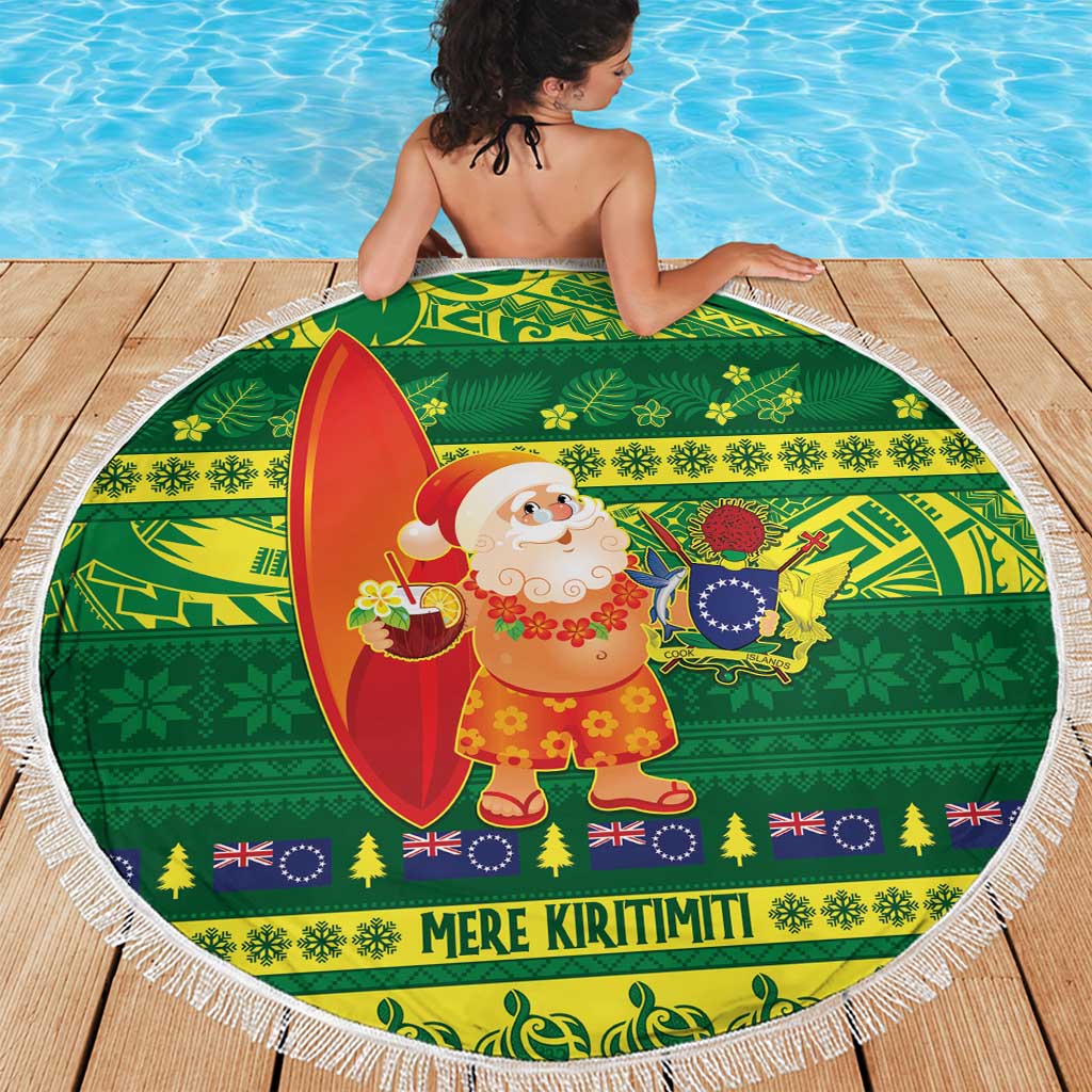 Cook Islands Christmas Beach Blanket Surfing Santa Mere Kiritimiti - Polynesian Pride