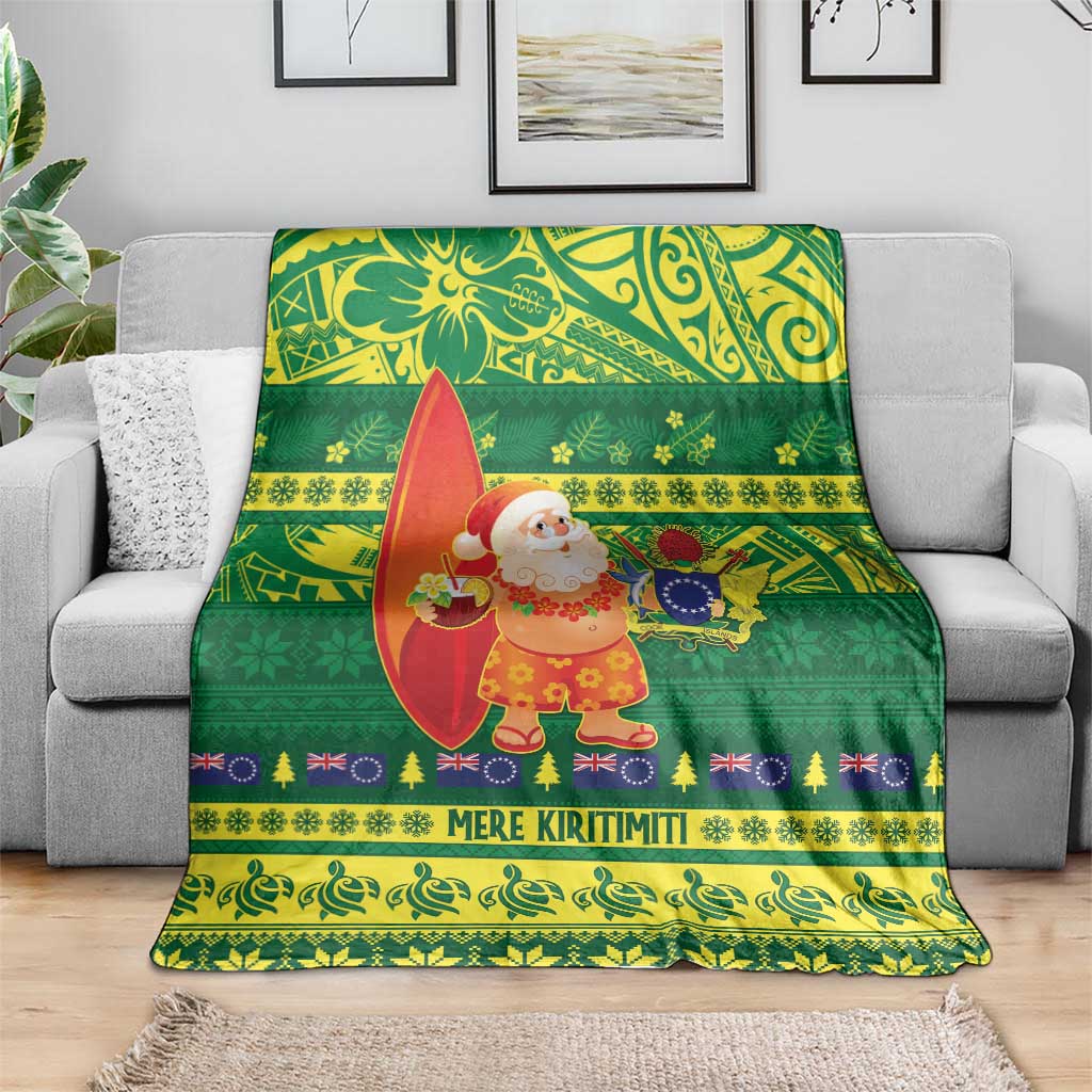 Cook Islands Christmas Blanket Surfing Santa Mere Kiritimiti LT14 - Polynesian Pride