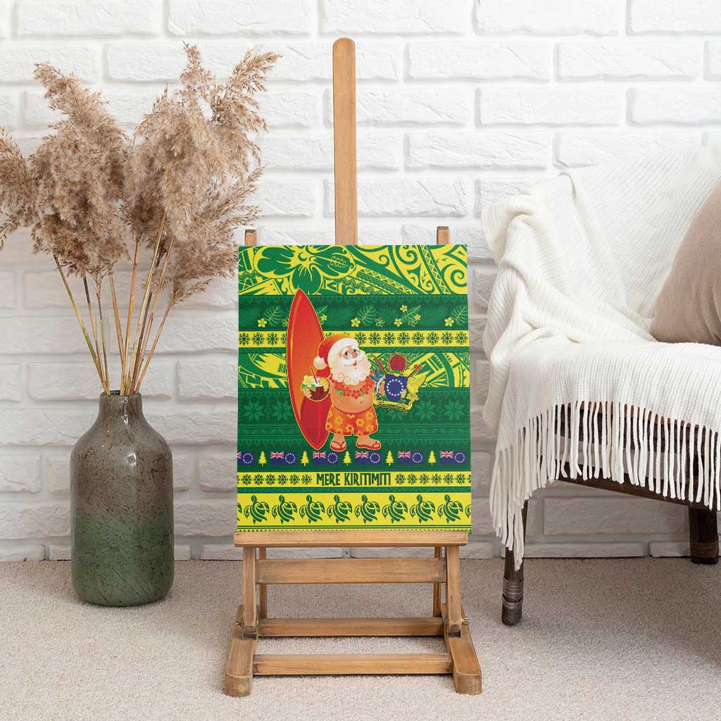 Cook Islands Christmas Canvas Wall Art Surfing Santa Mere Kiritimiti - Polynesian Pride