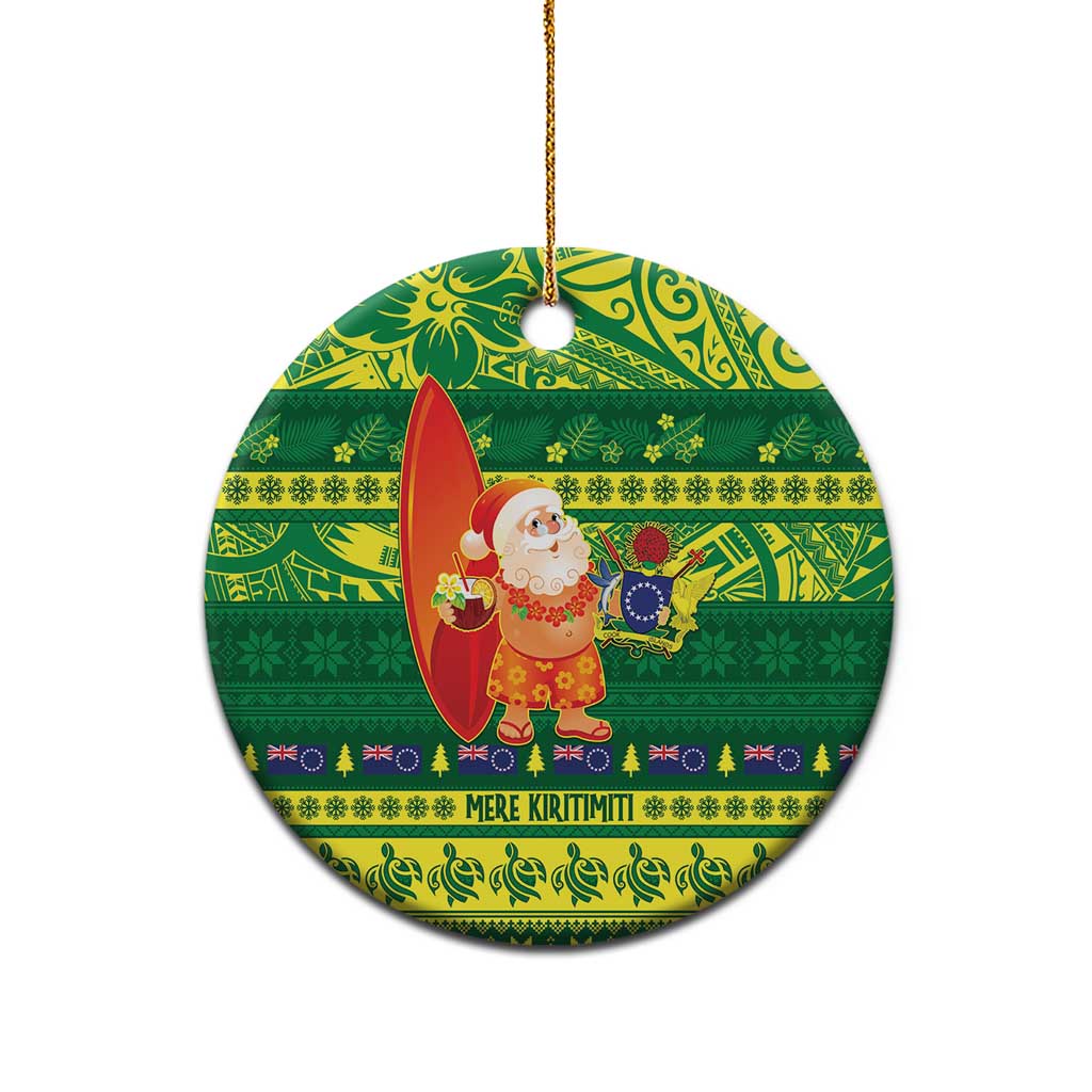 Cook Islands Christmas Ceramic Ornament Surfing Santa Mere Kiritimiti - Polynesian Pride