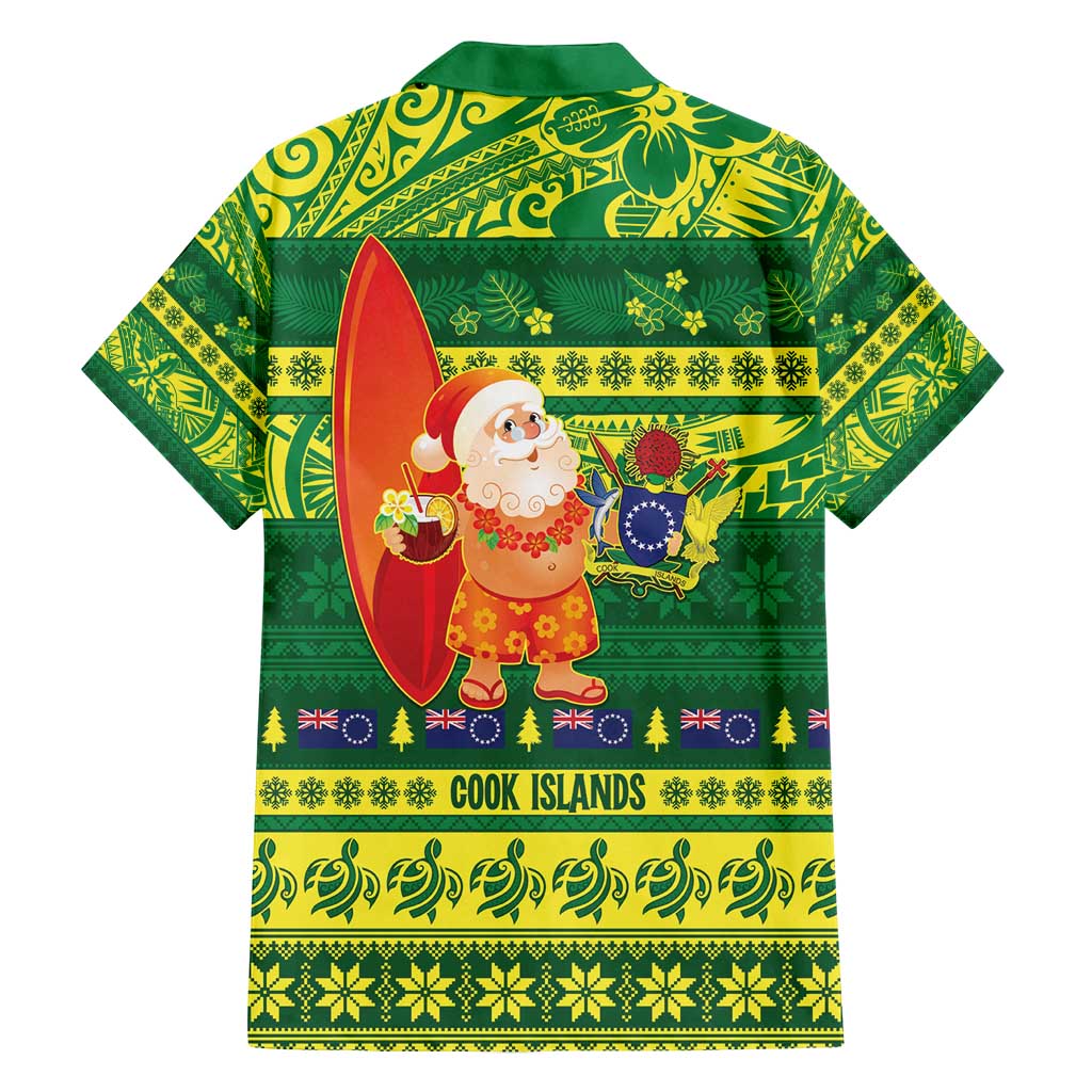 Cook Islands Christmas Family Matching Long Sleeve Bodycon Dress and Hawaiian Shirt Surfing Santa Mere Kiritimiti LT14 - Polynesian Pride