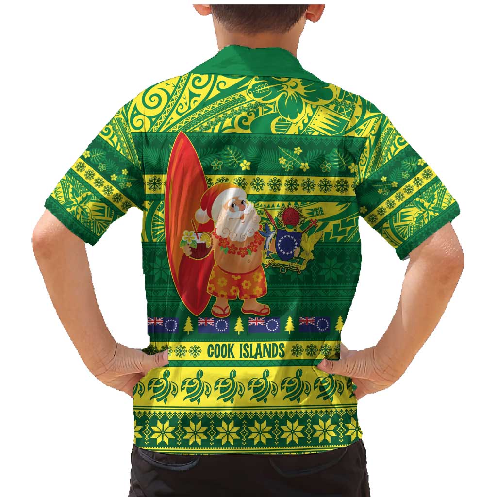 Cook Islands Christmas Family Matching Mermaid Dress and Hawaiian Shirt Surfing Santa Mere Kiritimiti LT14 - Polynesian Pride