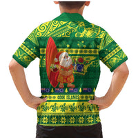 Cook Islands Christmas Family Matching Mermaid Dress and Hawaiian Shirt Surfing Santa Mere Kiritimiti LT14 - Polynesian Pride