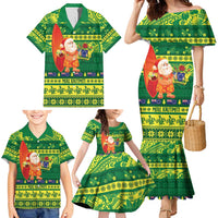Cook Islands Christmas Family Matching Mermaid Dress and Hawaiian Shirt Surfing Santa Mere Kiritimiti LT14 - Polynesian Pride