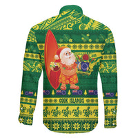 Cook Islands Christmas Family Matching Off Shoulder Short Dress and Hawaiian Shirt Surfing Santa Mere Kiritimiti LT14 - Polynesian Pride