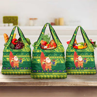 Cook Islands Christmas Grocery Bag Surfing Santa Mere Kiritimiti - Polynesian Pride