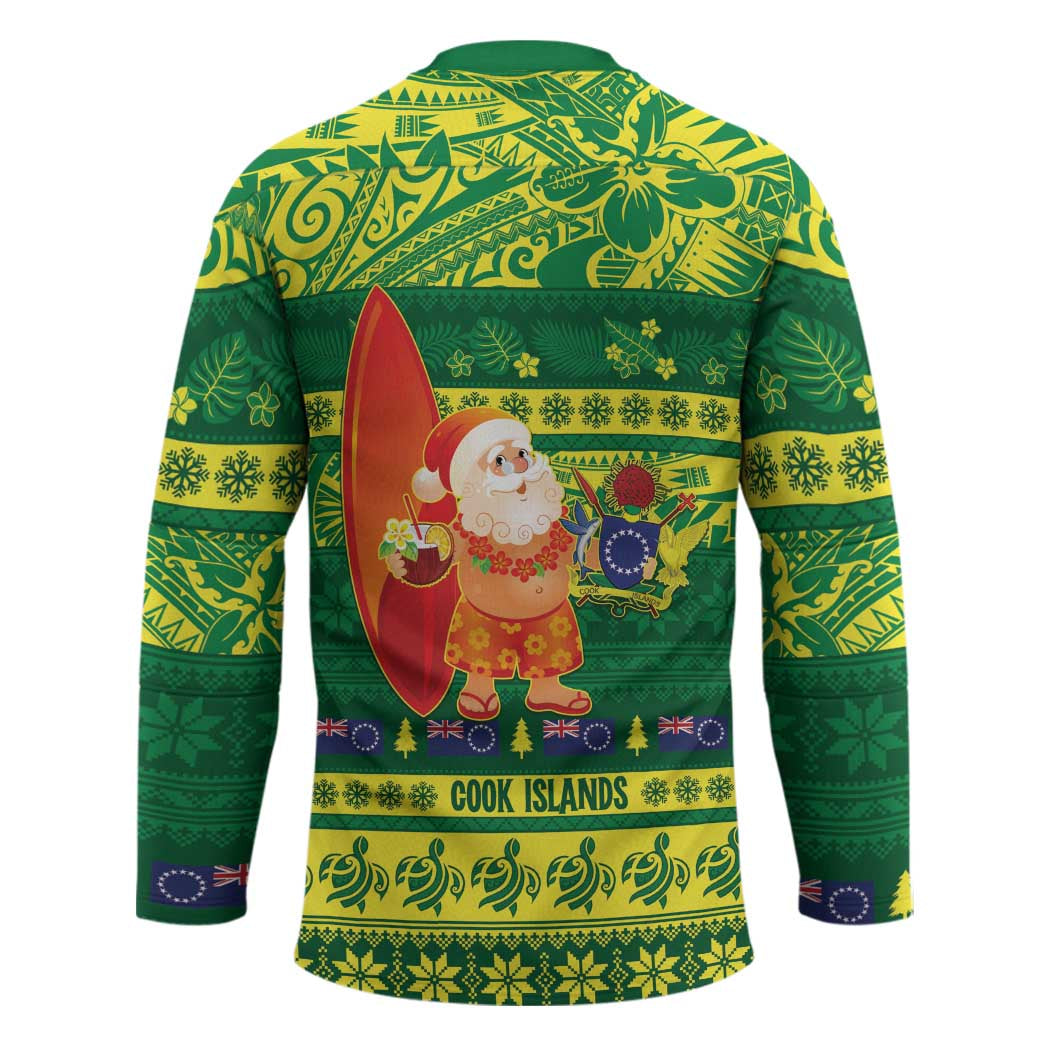 Cook Islands Christmas Hockey Jersey Surfing Santa Mere Kiritimiti - Polynesian Pride