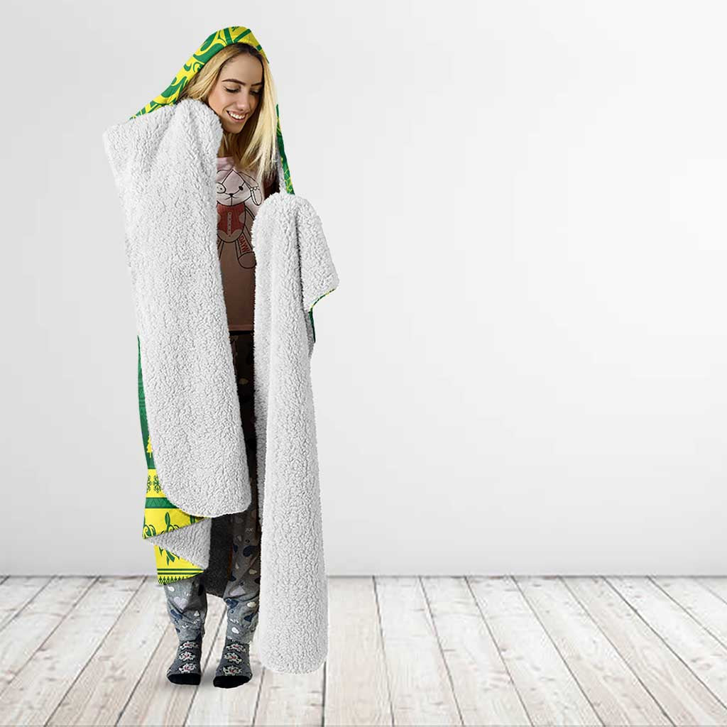 Cook Islands Christmas Hooded Blanket Surfing Santa Mere Kiritimiti - Polynesian Pride