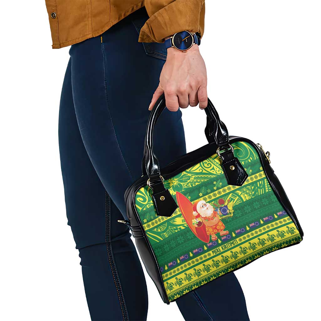 Cook Islands Christmas Shoulder Handbag Surfing Santa Mere Kiritimiti - Polynesian Pride