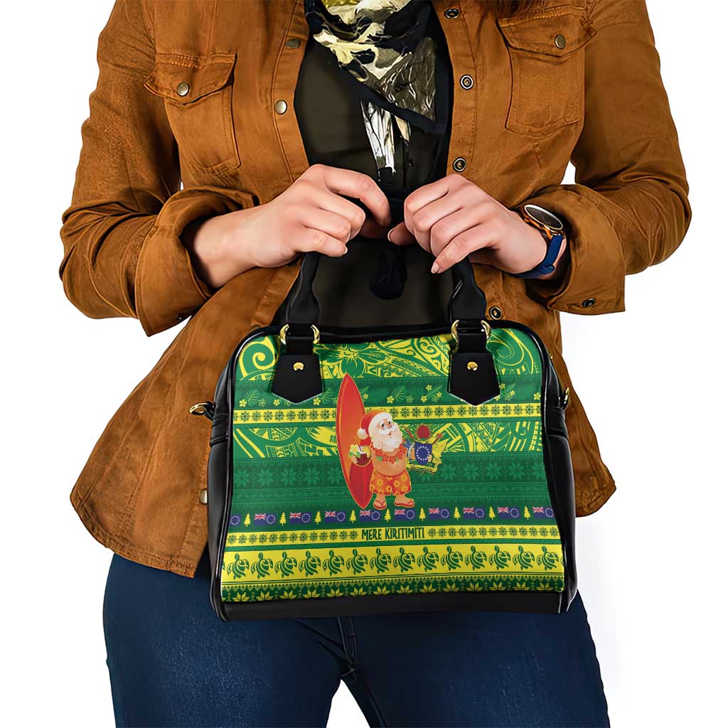 Cook Islands Christmas Shoulder Handbag Surfing Santa Mere Kiritimiti - Polynesian Pride