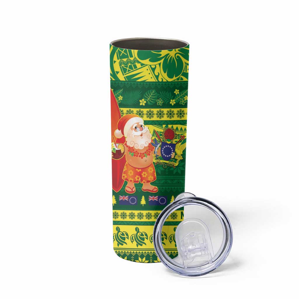 Cook Islands Christmas Skinny Tumbler Surfing Santa Mere Kiritimiti LT14 - Polynesian Pride