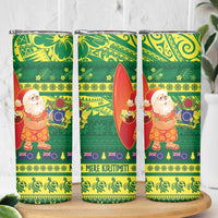Cook Islands Christmas Skinny Tumbler Surfing Santa Mere Kiritimiti LT14 - Polynesian Pride