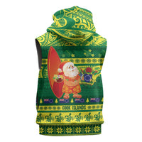 Cook Islands Christmas Sleeveless Hoodie Surfing Santa Mere Kiritimiti - Polynesian Pride
