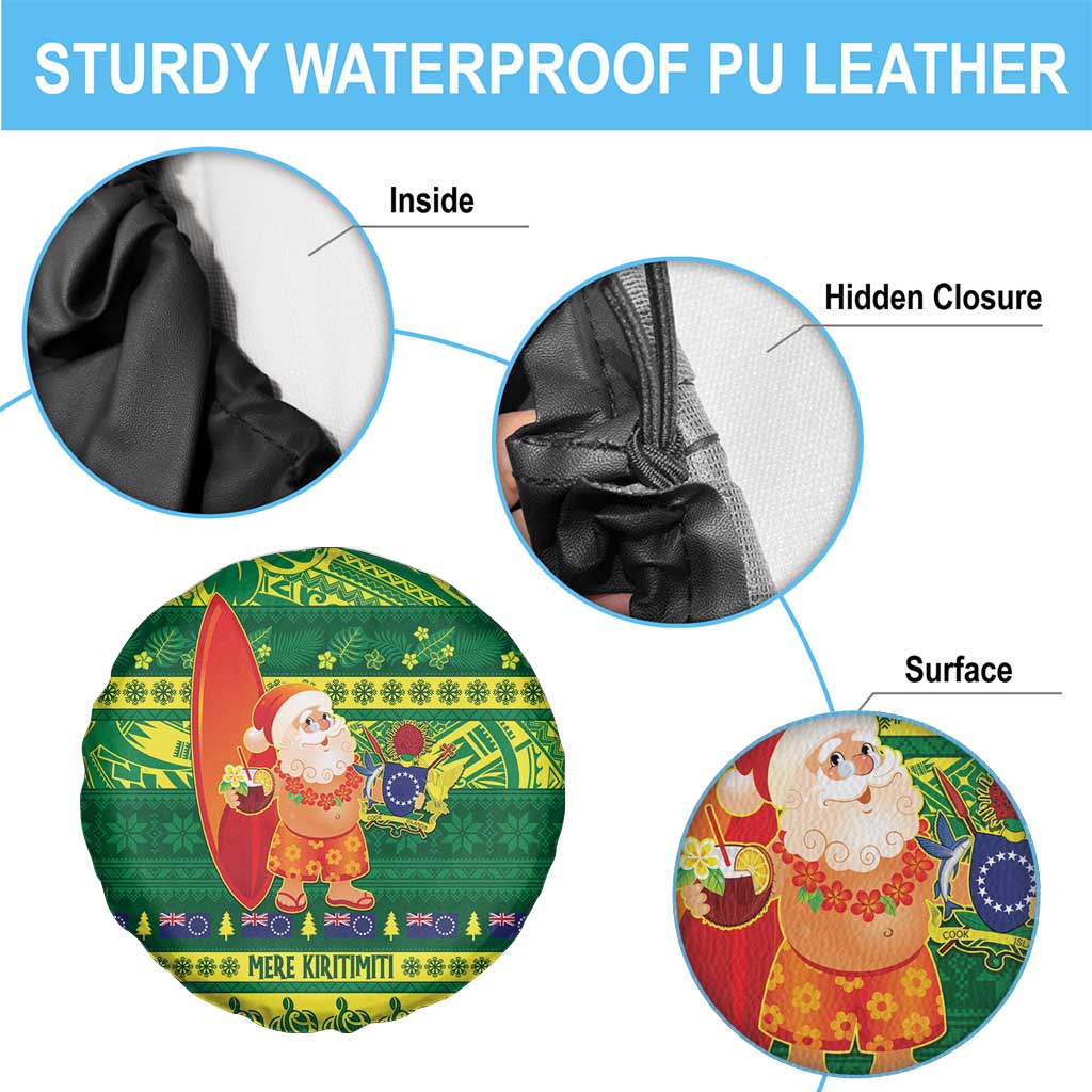 Cook Islands Christmas Spare Tire Cover Surfing Santa Mere Kiritimiti - Polynesian Pride