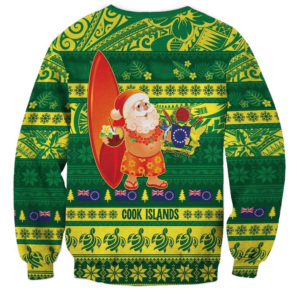 Cook Islands Christmas Sweatshirt Surfing Santa Mere Kiritimiti LT14 - Polynesian Pride