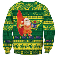 Cook Islands Christmas Sweatshirt Surfing Santa Mere Kiritimiti LT14 - Polynesian Pride