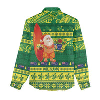 Cook Islands Christmas Women Casual Shirt Surfing Santa Mere Kiritimiti - Polynesian Pride