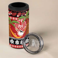 French Polynesia Christmas 4 in 1 Can Cooler Tumbler Tiare Chilling Santa Oaoa I teie Noera LT14 - Polynesian Pride