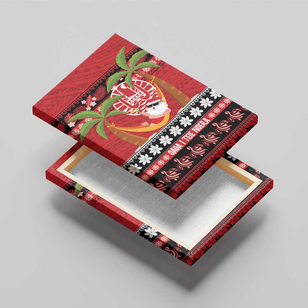 French Polynesia Christmas Canvas Wall Art Tiare Chilling Santa Oaoa I teie Noera - Polynesian Pride